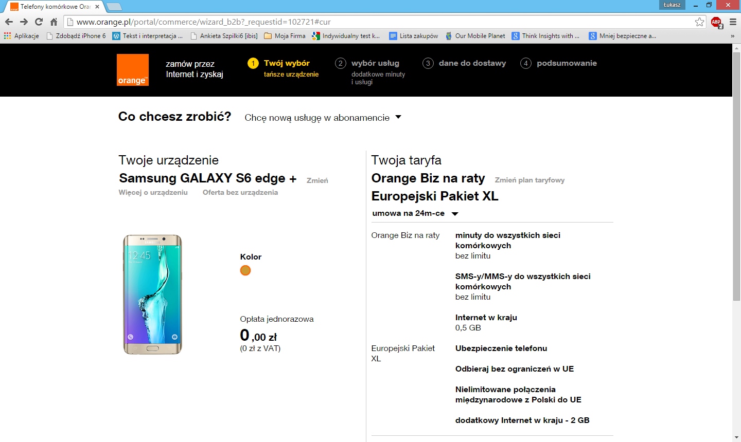 Samsung Galaxy S6 edge+ w Orange dla firm – cena, szczegóły oferty Orange Biz Europejski XL